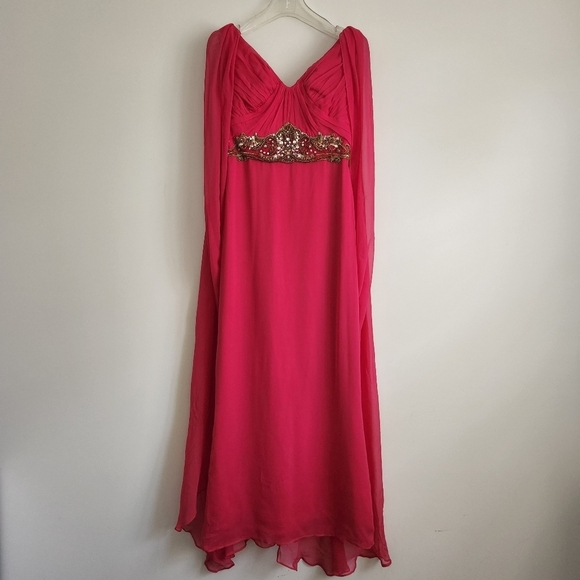 MARCHESA Notte 100% silk gown dress fuchsia pink sz 0 - Picture 8 of 8